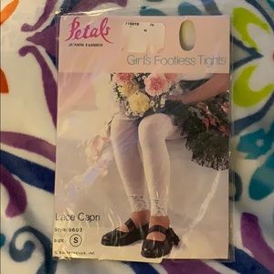 Petals Footless Tights Lace Capris - S (2-4) Pink